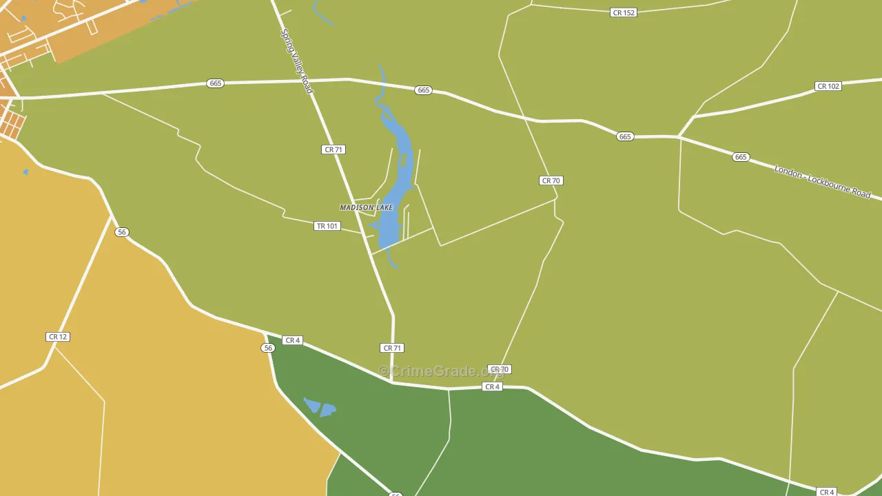 Madison Lake, OH Map of Drug-Related Crime Rates