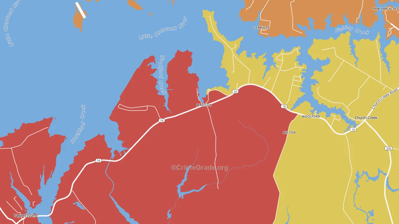 Madison, MD Map of Drug-Related Crime Rates