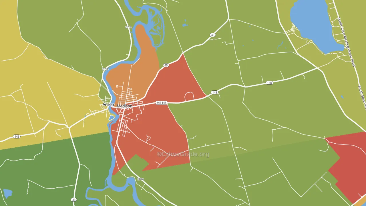 Madison, ME Map of Drug-Related Crime Rates