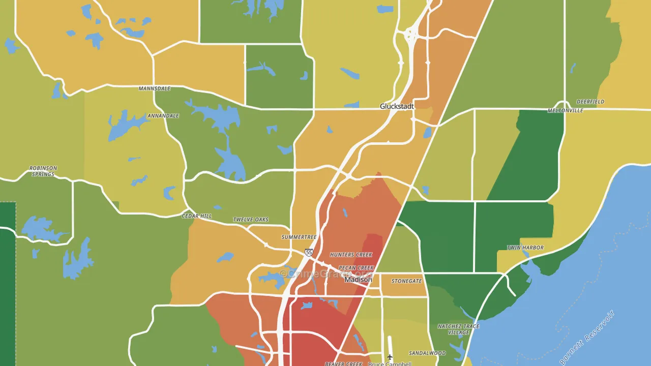 Madison, MS Map of Drug-Related Crime Rates