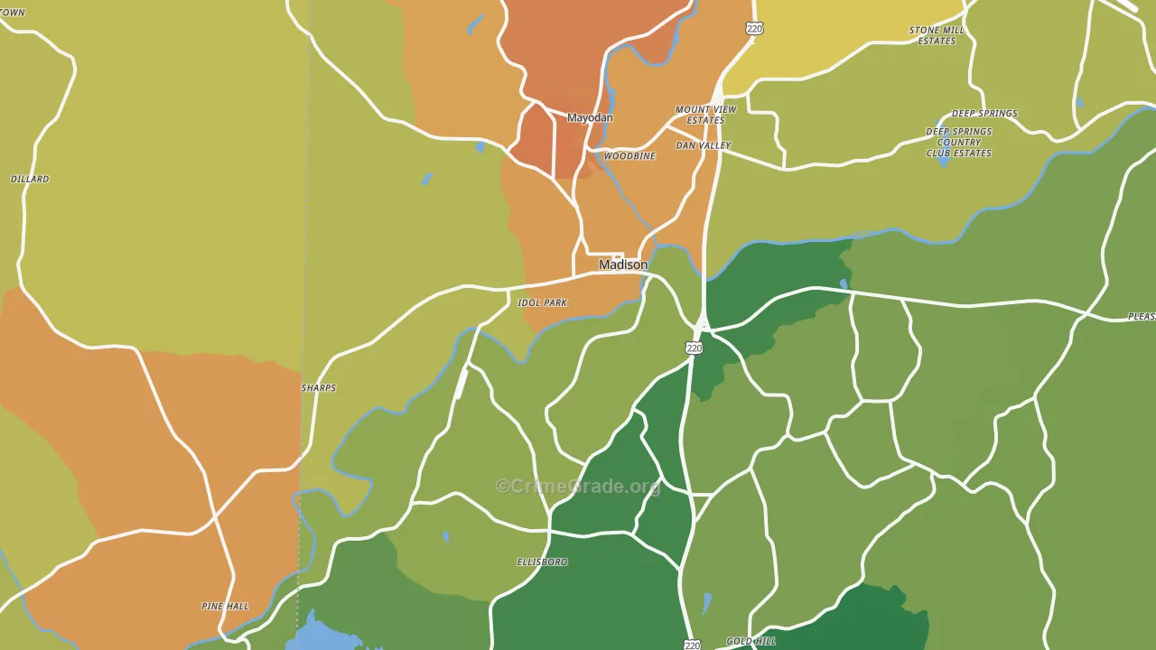 Madison, NC Map of Drug-Related Crime Rates