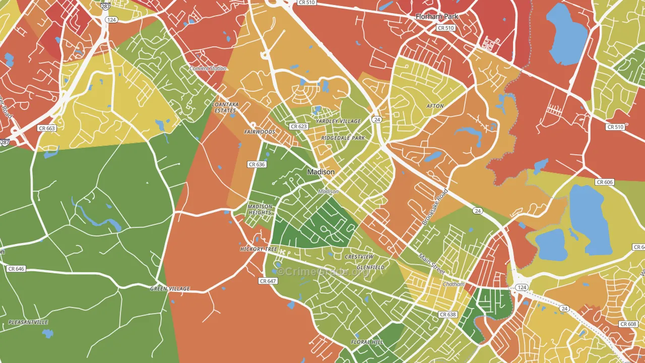 Madison, NJ Map of Drug-Related Crime Rates