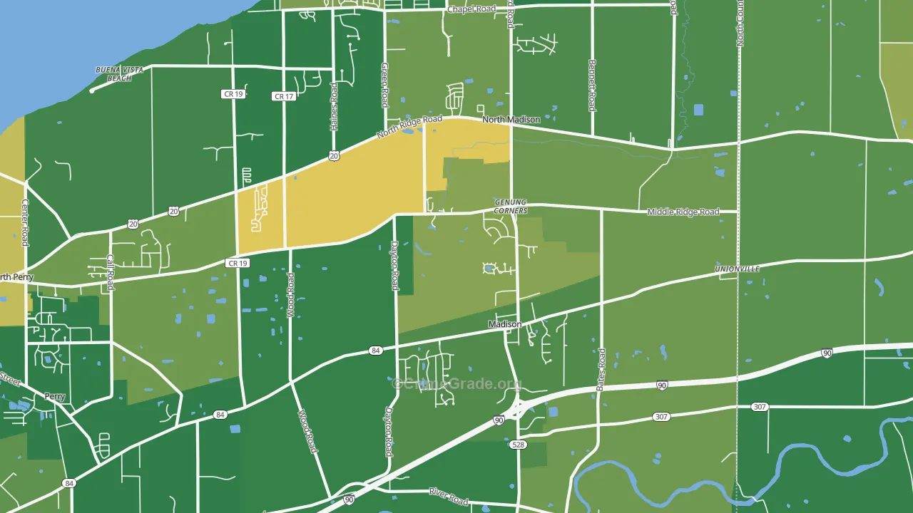 Madison, OH Map of Drug-Related Crime Rates