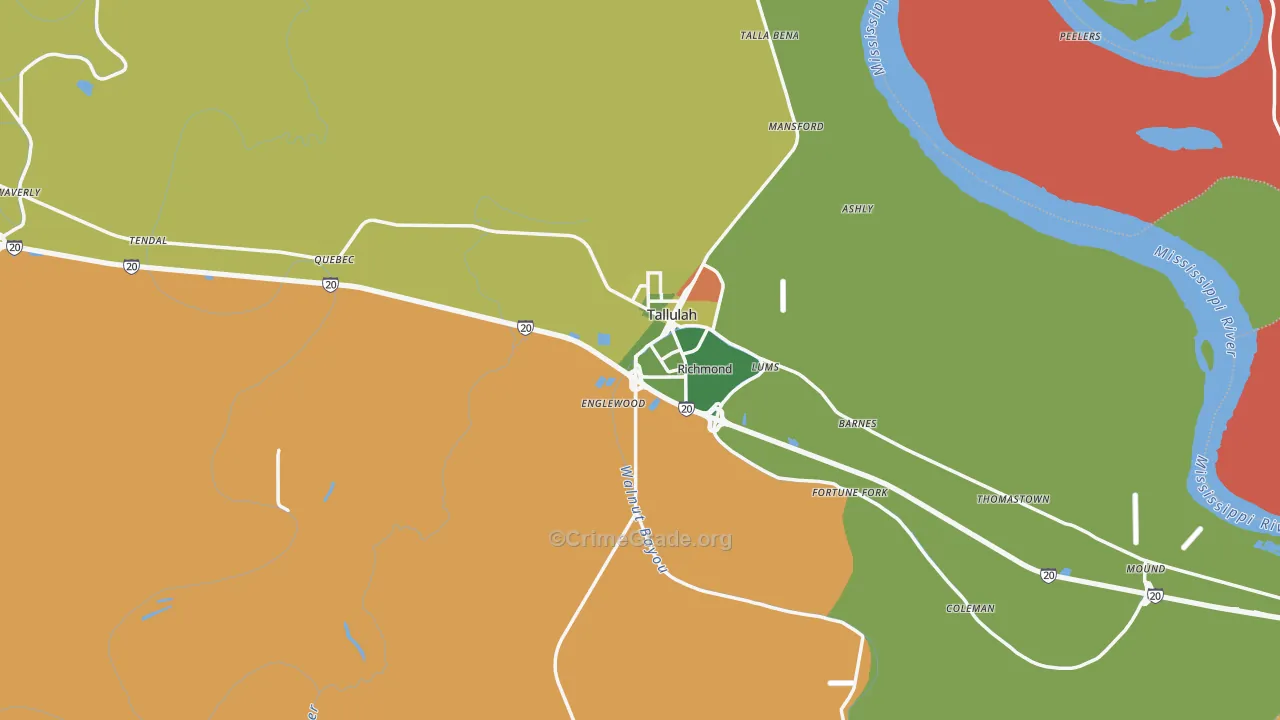 Madison Parish, LA Map of Drug-Related Crime Rates