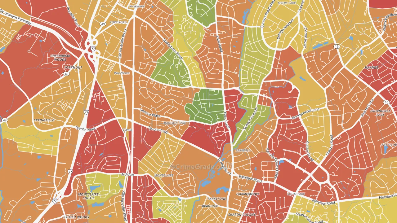 Madison Park, Charlotte, NC Map of Drug-Related Crime Rates
