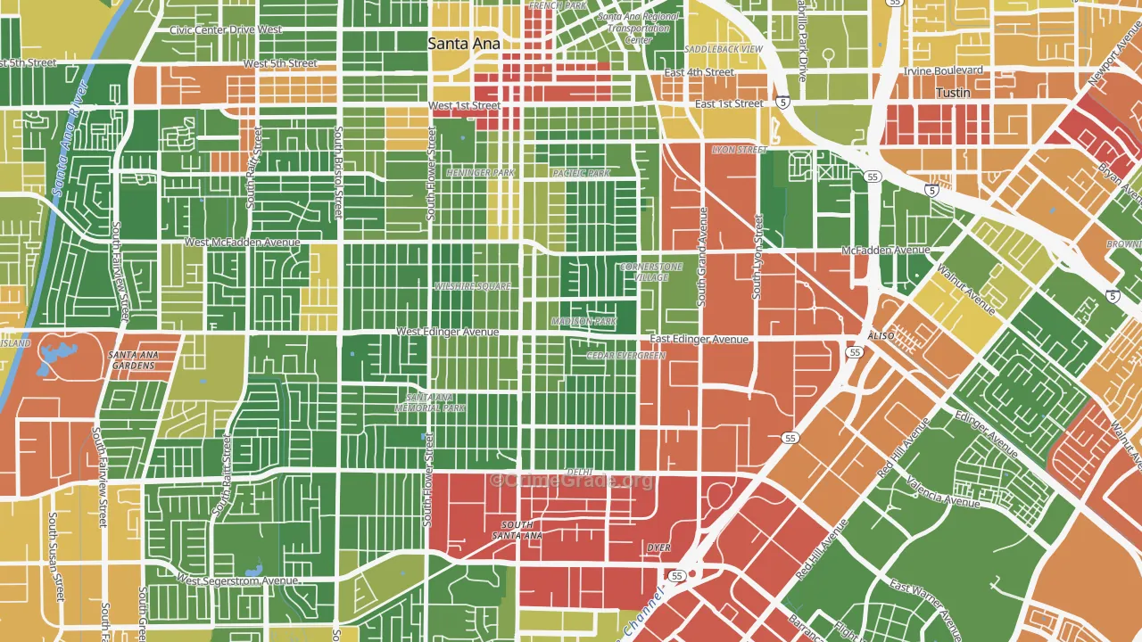 Madison Park, Santa Ana, CA Map of Drug-Related Crime Rates
