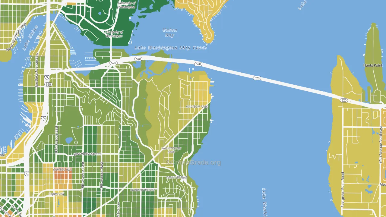 Madison Park, Seattle, WA Map of Drug-Related Crime Rates