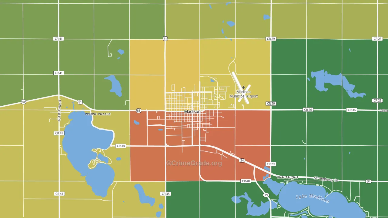 Madison, SD Map of Drug-Related Crime Rates