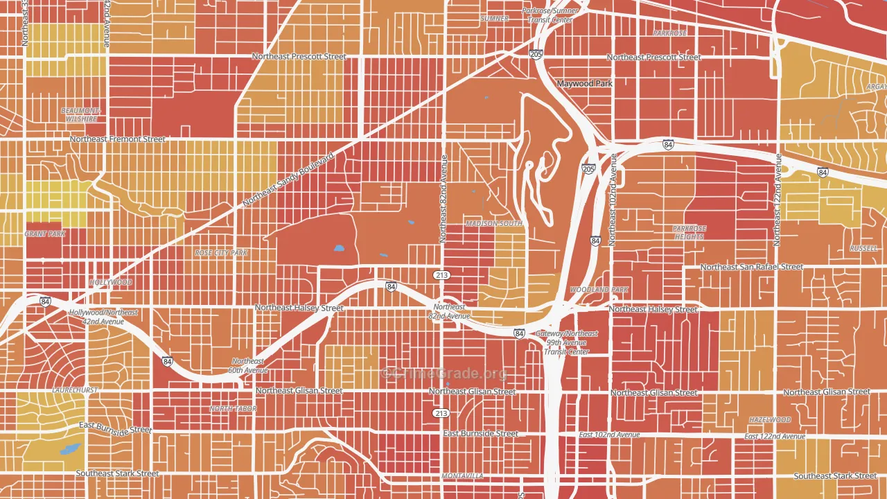 Madison South, Portland, OR Map of Drug-Related Crime Rates