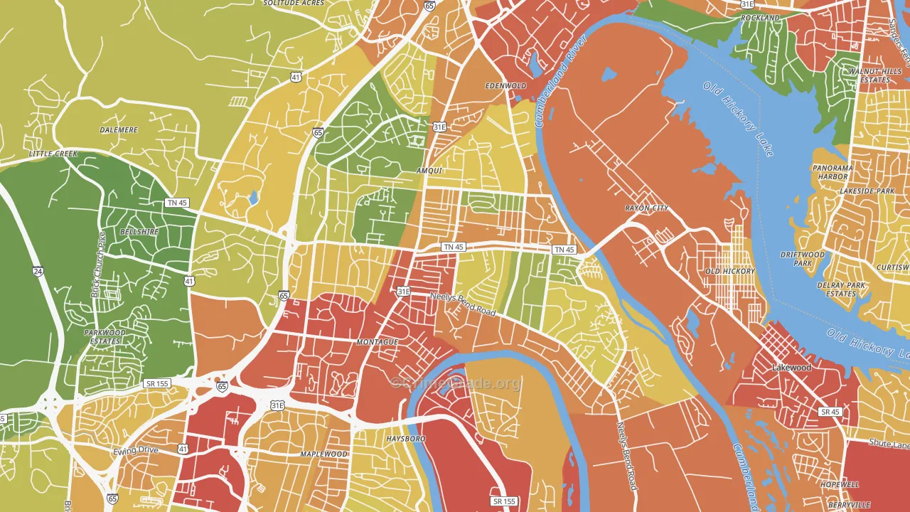 Madison, TN Map of Drug-Related Crime Rates