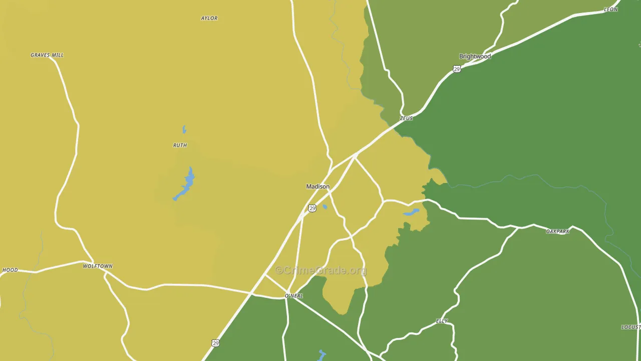 Madison, VA Map of Drug-Related Crime Rates
