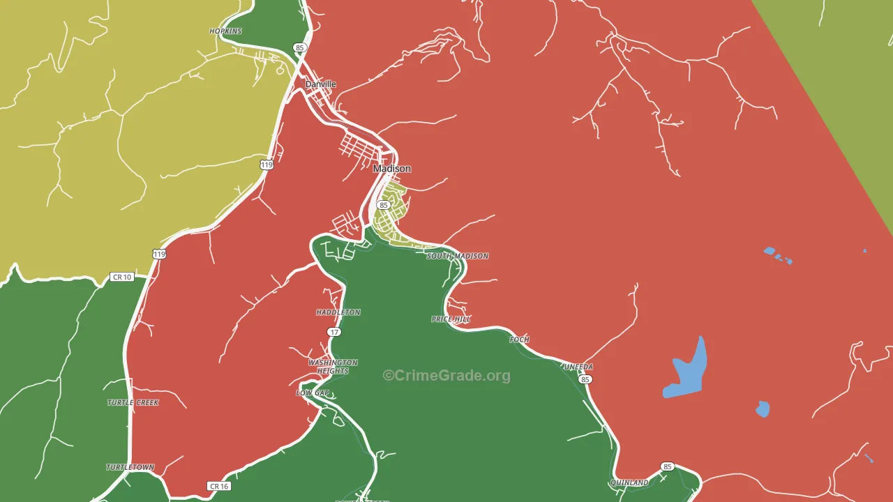Madison, WV Map of Drug-Related Crime Rates