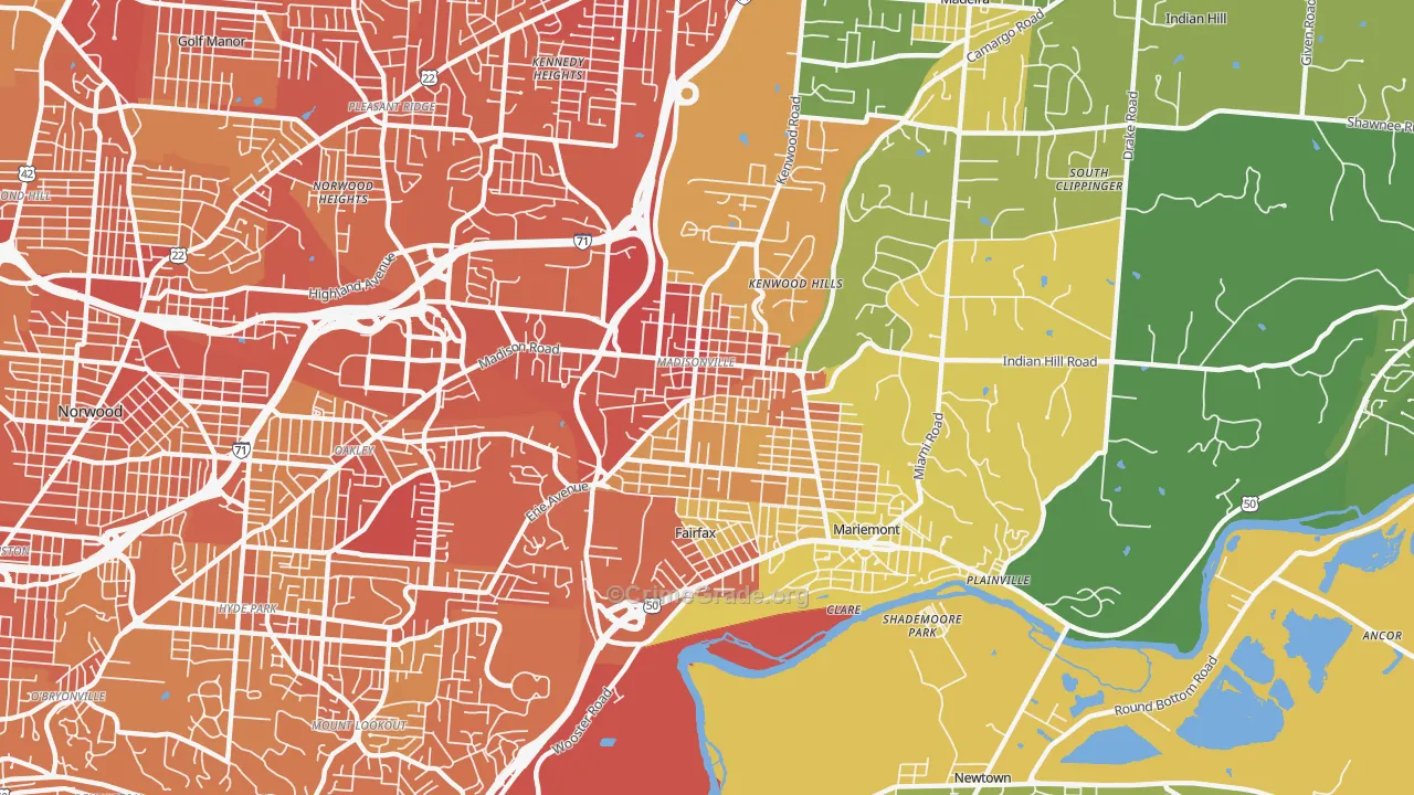 Madisonville, Cincinnati, OH Map of Drug-Related Crime Rates