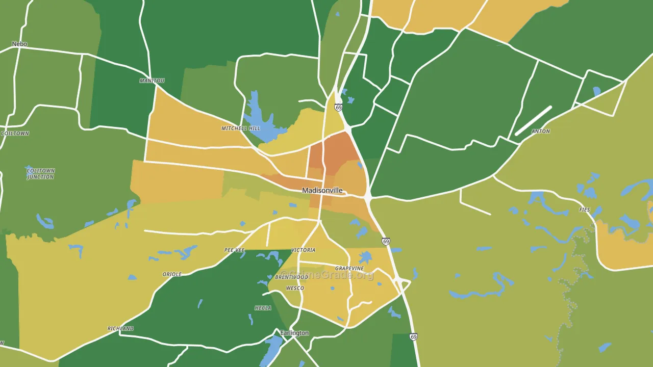 Madisonville, KY Map of Drug-Related Crime Rates