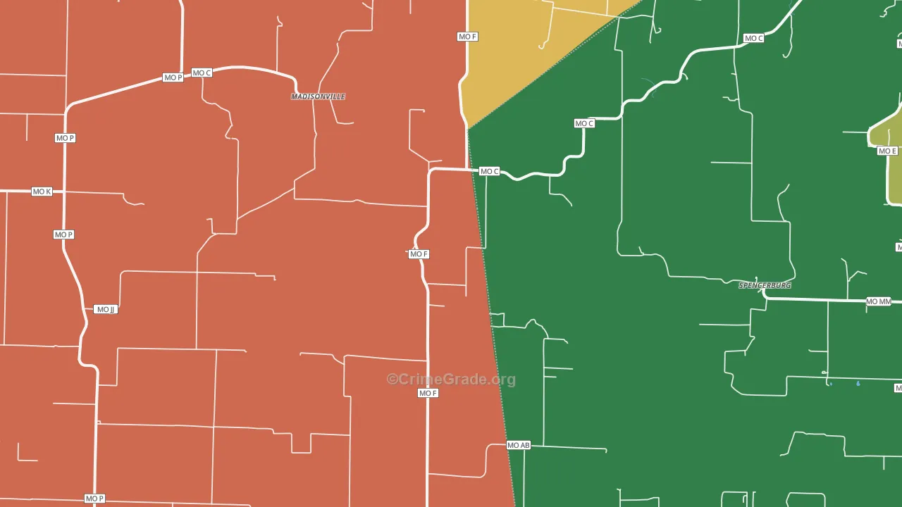 Madisonville, MO Map of Drug-Related Crime Rates