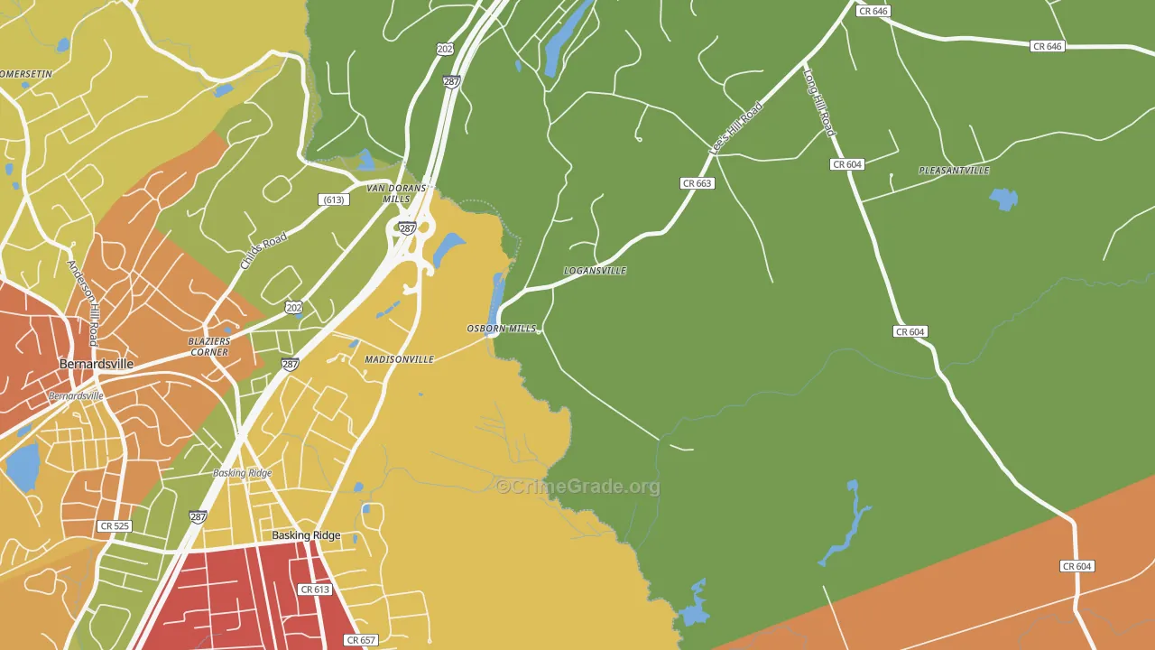 Madisonville, NJ Map of Drug-Related Crime Rates