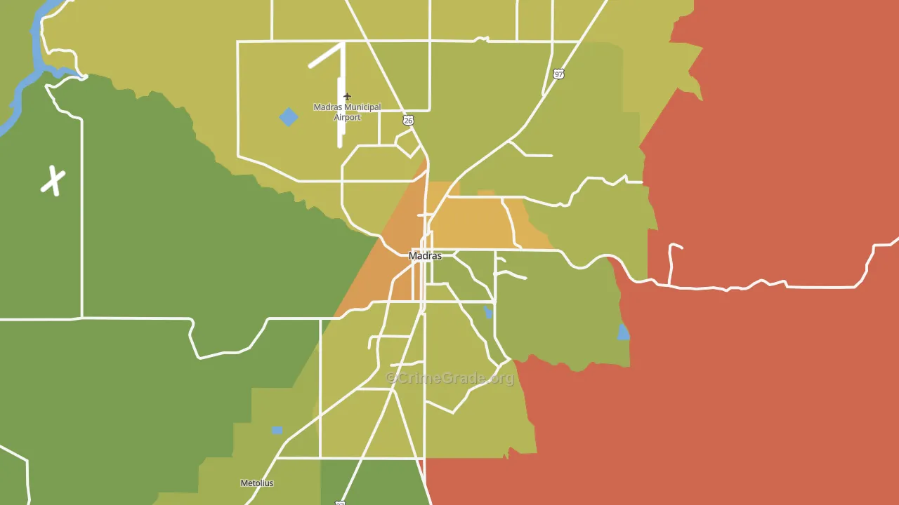 Madras, OR Map of Drug-Related Crime Rates