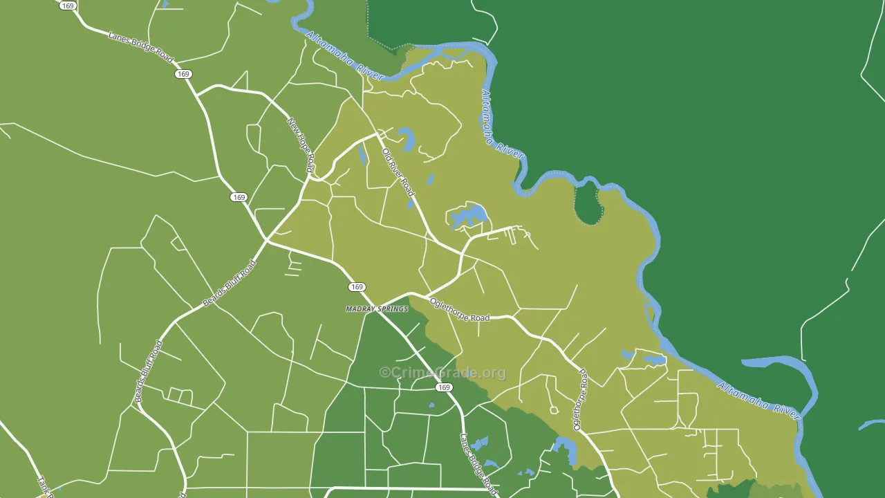 Madray Springs, GA Map of Drug-Related Crime Rates