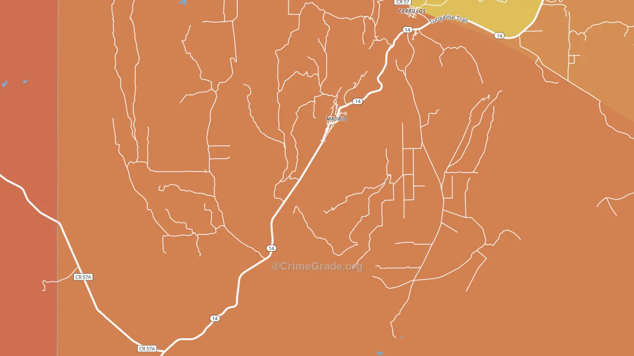 Madrid, NM Map of Drug-Related Crime Rates