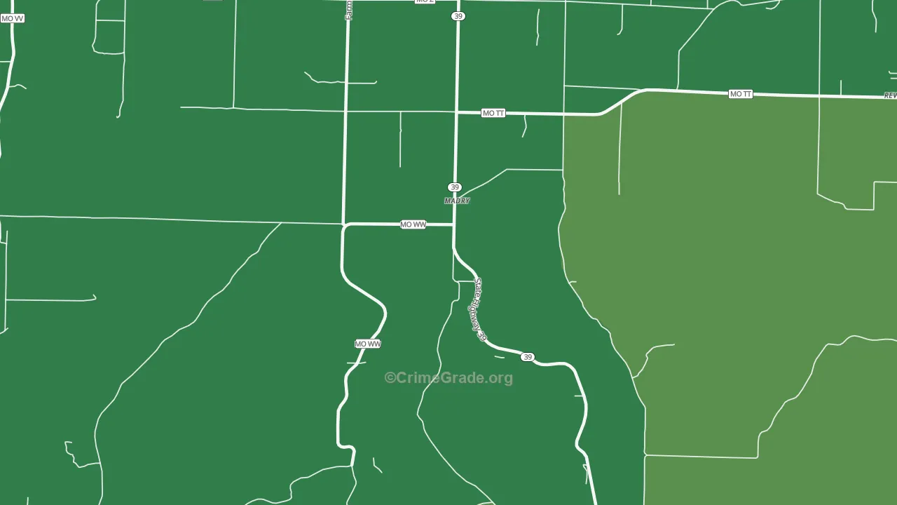 Madry, MO Map of Drug-Related Crime Rates