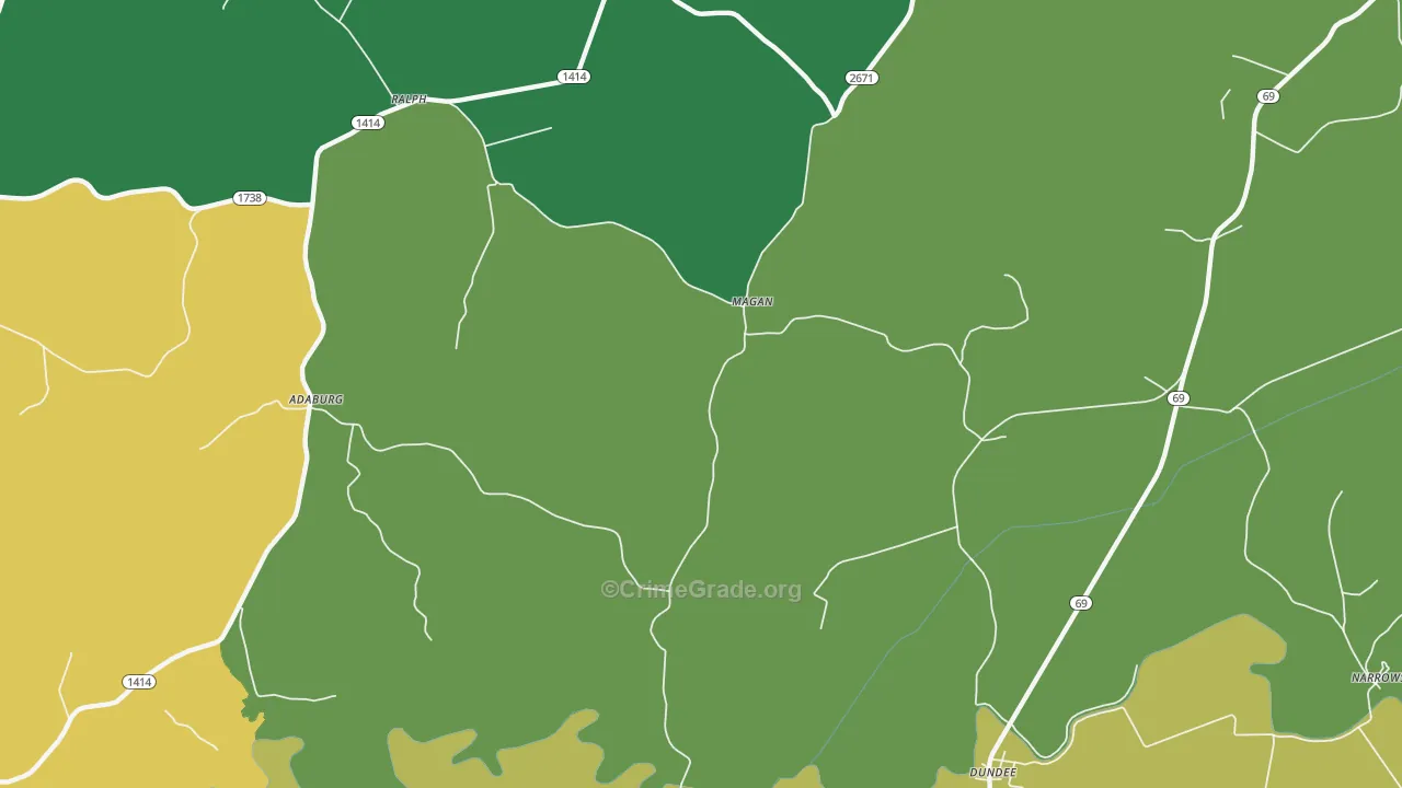 Magan, KY Map of Drug-Related Crime Rates