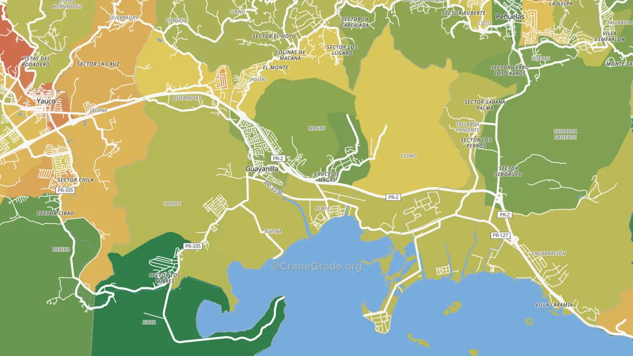 Magas Arriba, PR Map of Drug-Related Crime Rates