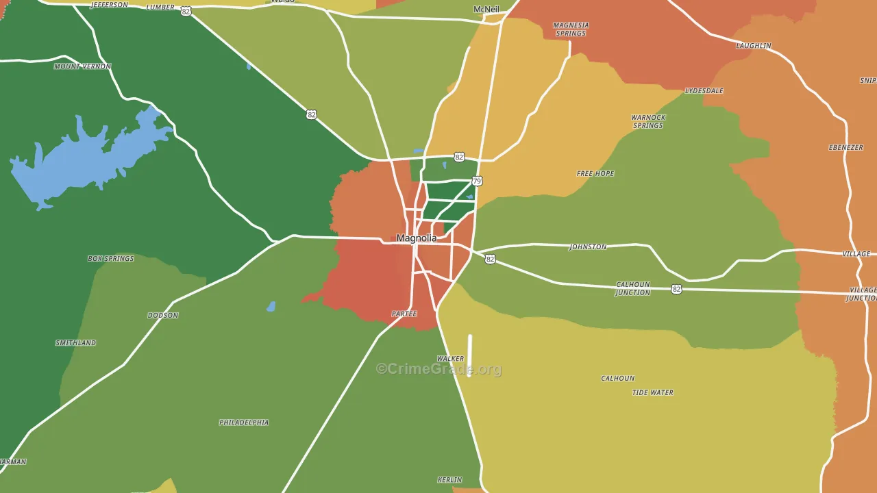 Magnolia, AR Map of Drug-Related Crime Rates