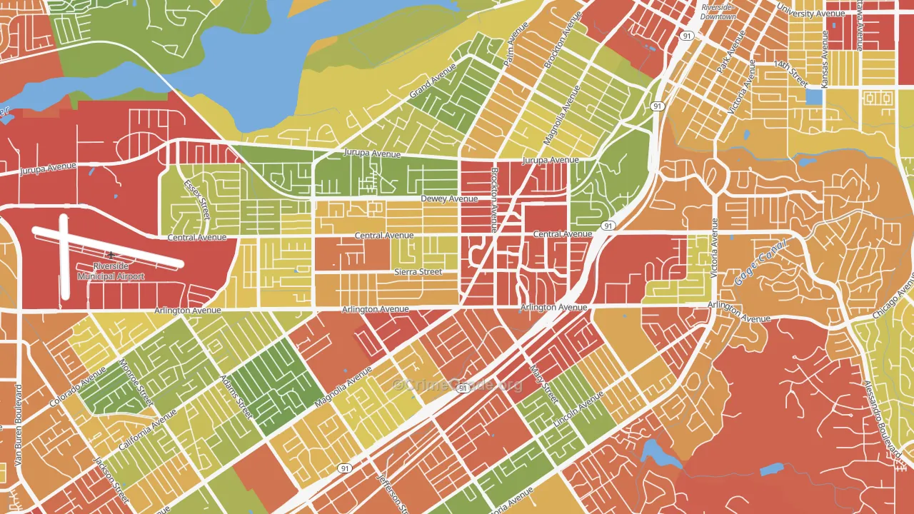 Magnolia Center, Riverside, CA Map of Drug-Related Crime Rates