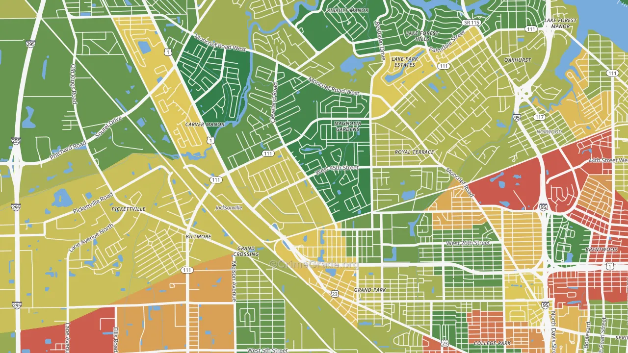 Magnolia Gardens, Jacksonville, FL Map of Drug-Related Crime Rates