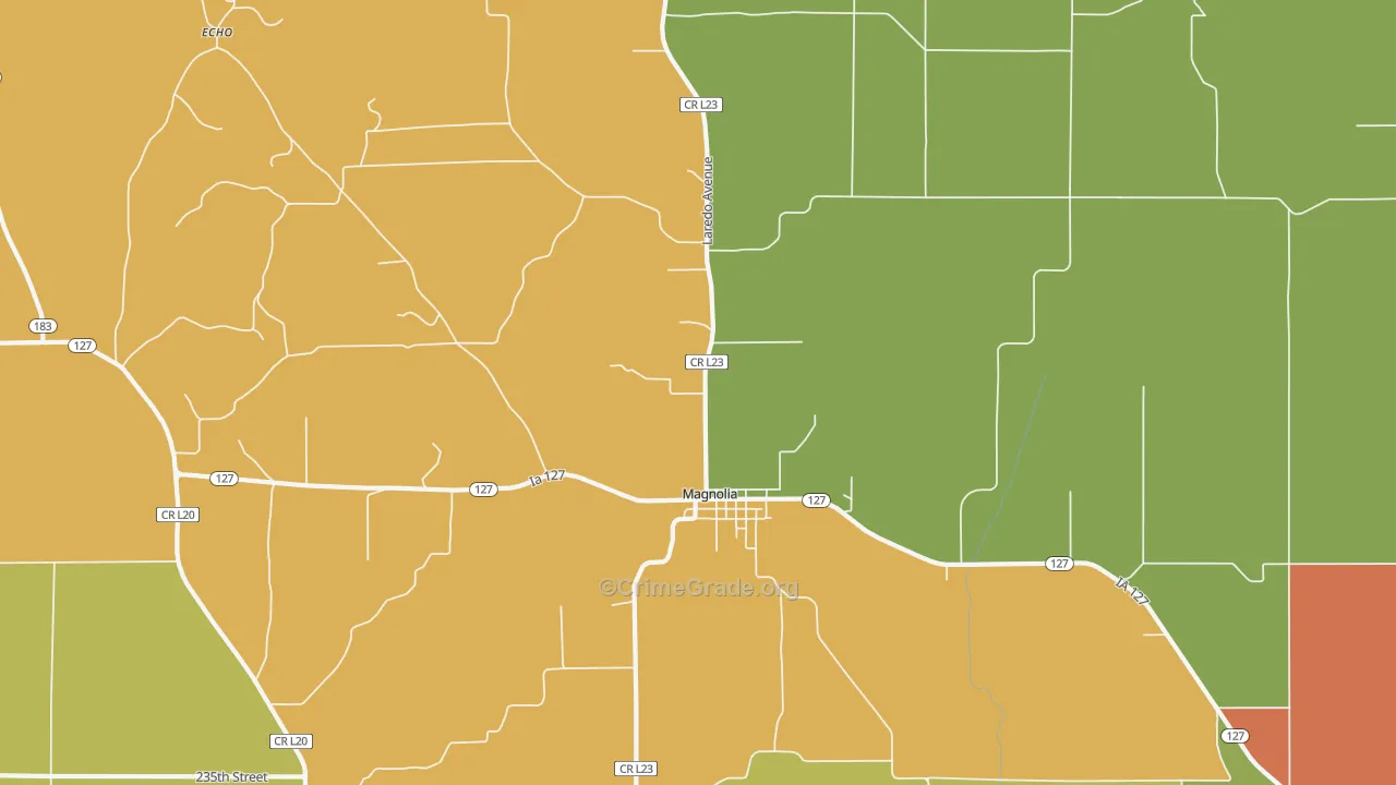 Magnolia, IA Map of Drug-Related Crime Rates