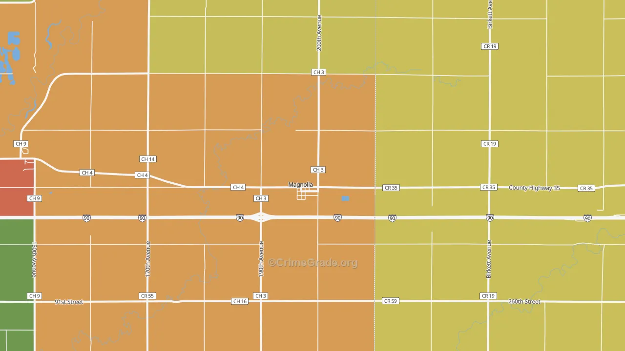 Magnolia, MN Map of Drug-Related Crime Rates
