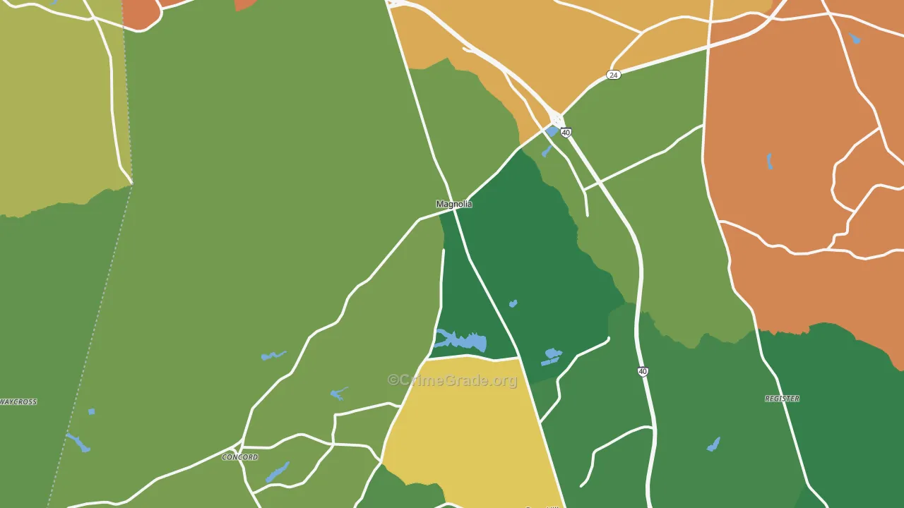 Magnolia, NC Map of Drug-Related Crime Rates