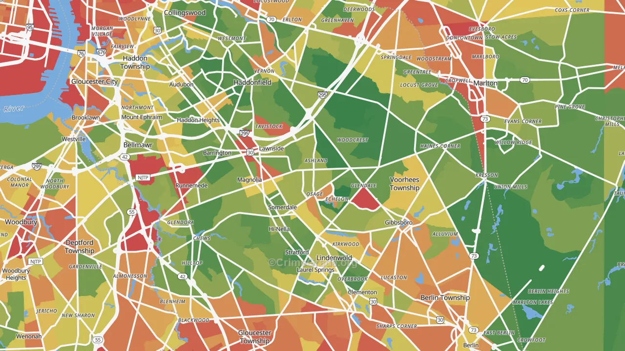 Magnolia, NJ Map of Drug-Related Crime Rates