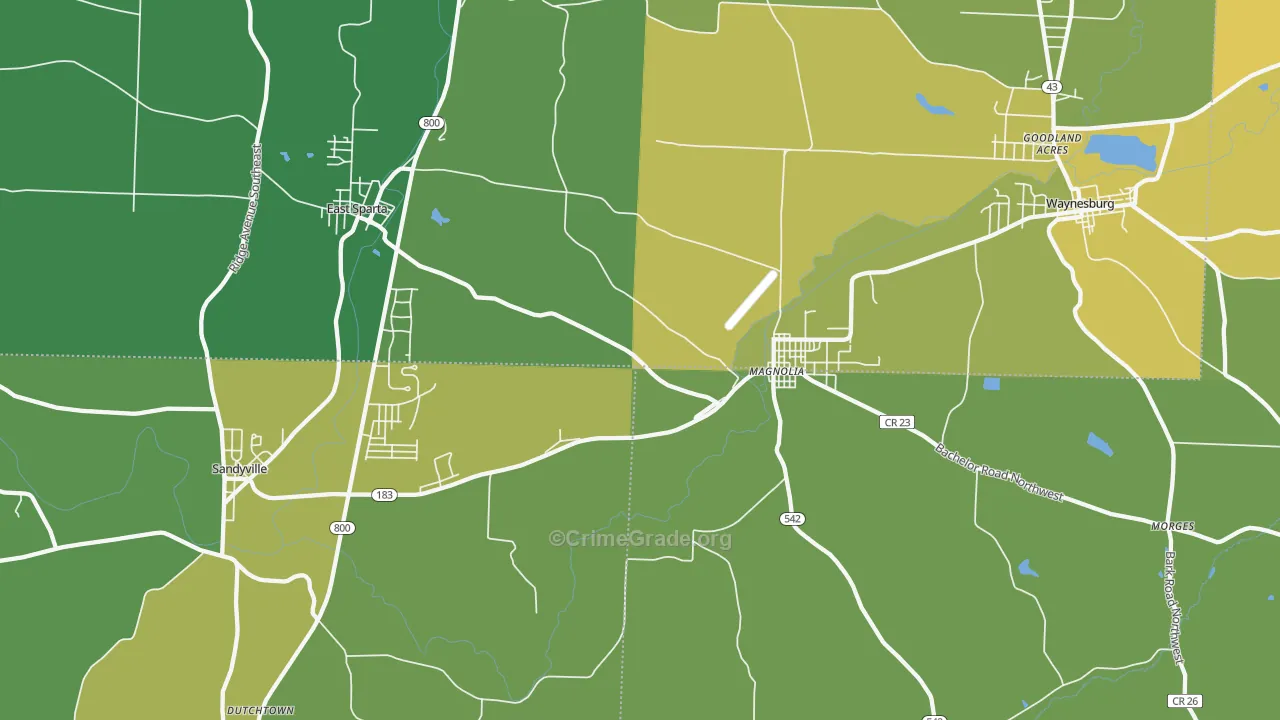 Magnolia, OH Map of Drug-Related Crime Rates