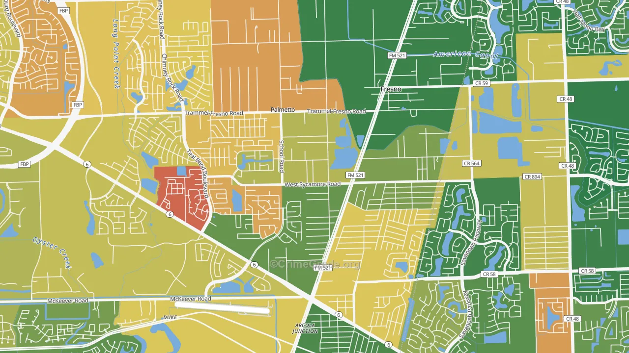 Magnolia Place, Fresno, TX Map of Drug-Related Crime Rates