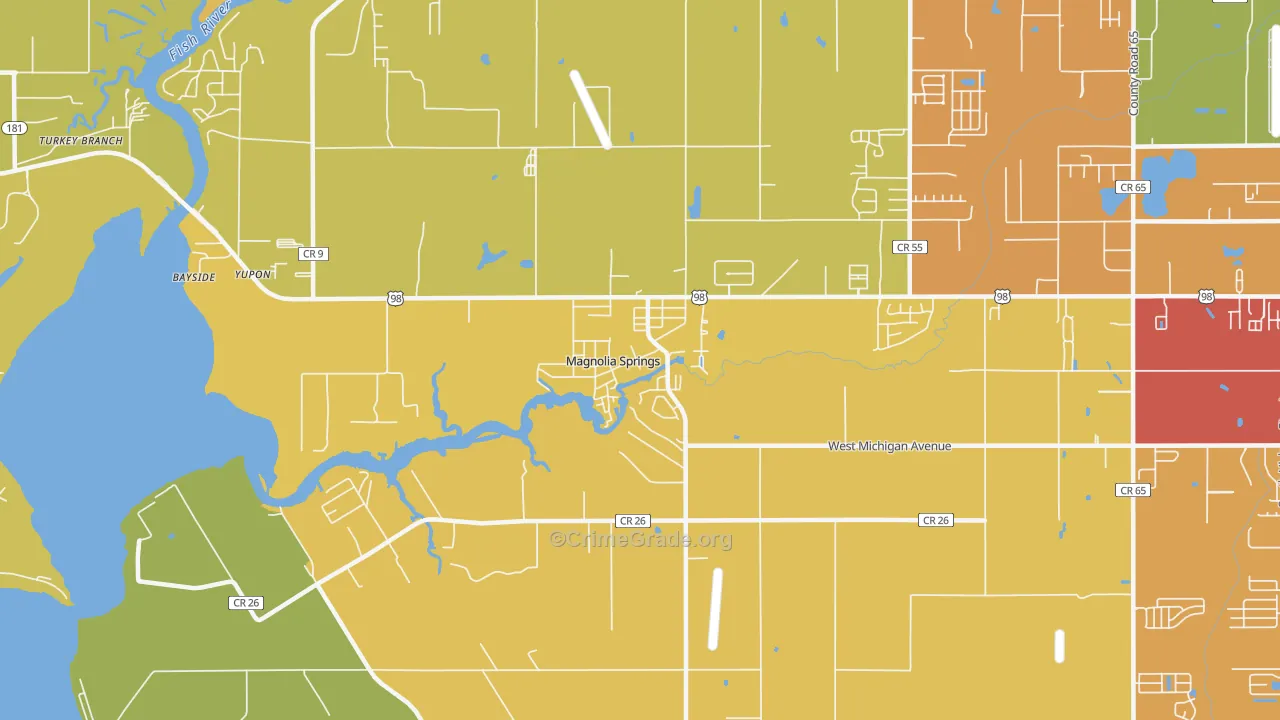 Magnolia Springs, AL Map of Drug-Related Crime Rates