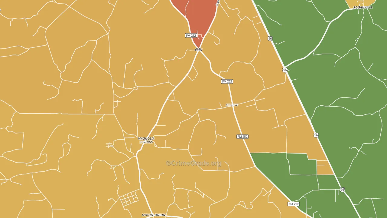 Magnolia Springs, TX Map of Drug-Related Crime Rates