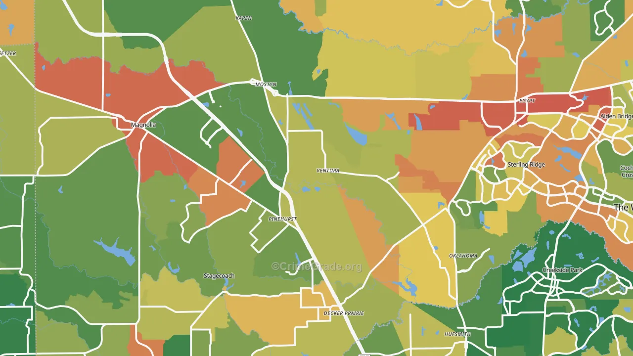 Magnolia, TX Map of Drug-Related Crime Rates