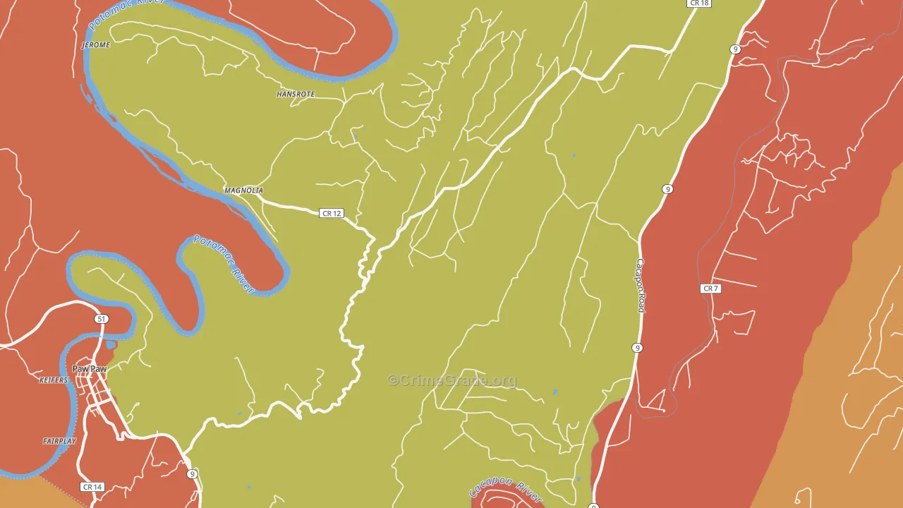 Magnolia, WV Map of Drug-Related Crime Rates