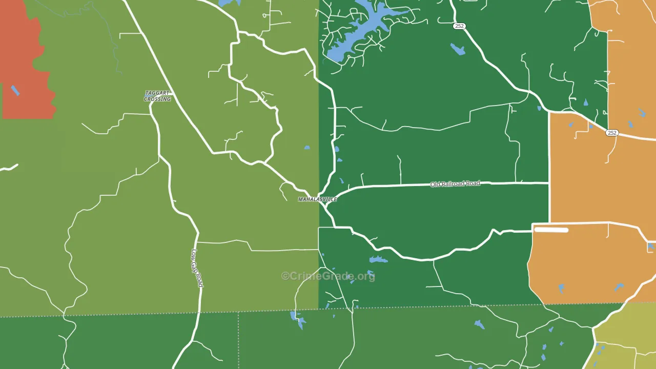 Mahalasville, IN Map of Drug-Related Crime Rates