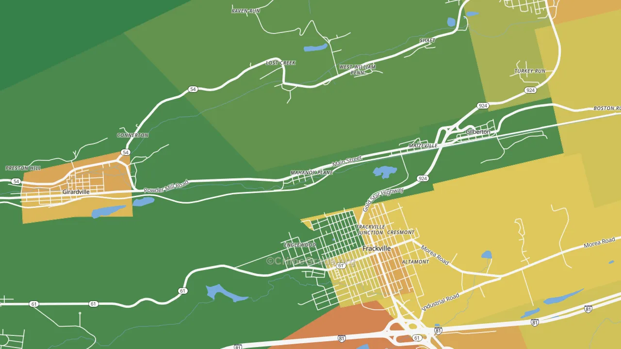 Mahanoy Plane, PA Map of Drug-Related Crime Rates