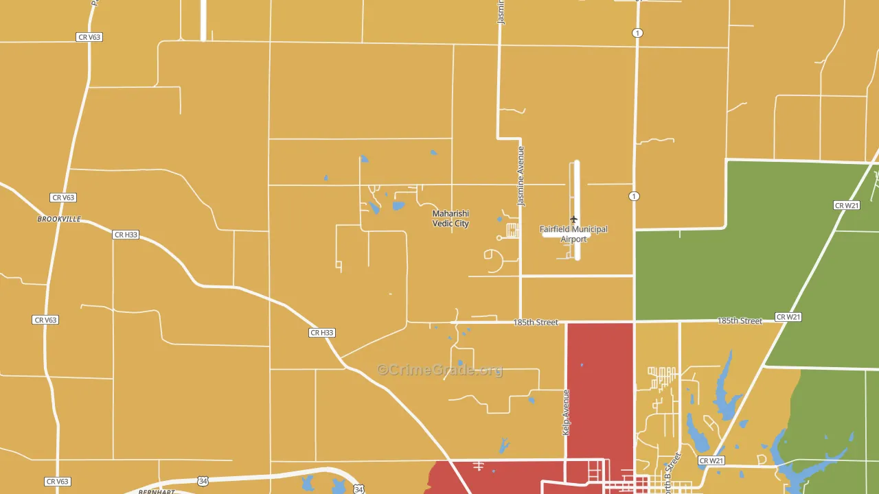Maharishi Vedic City, IA Map of Drug-Related Crime Rates