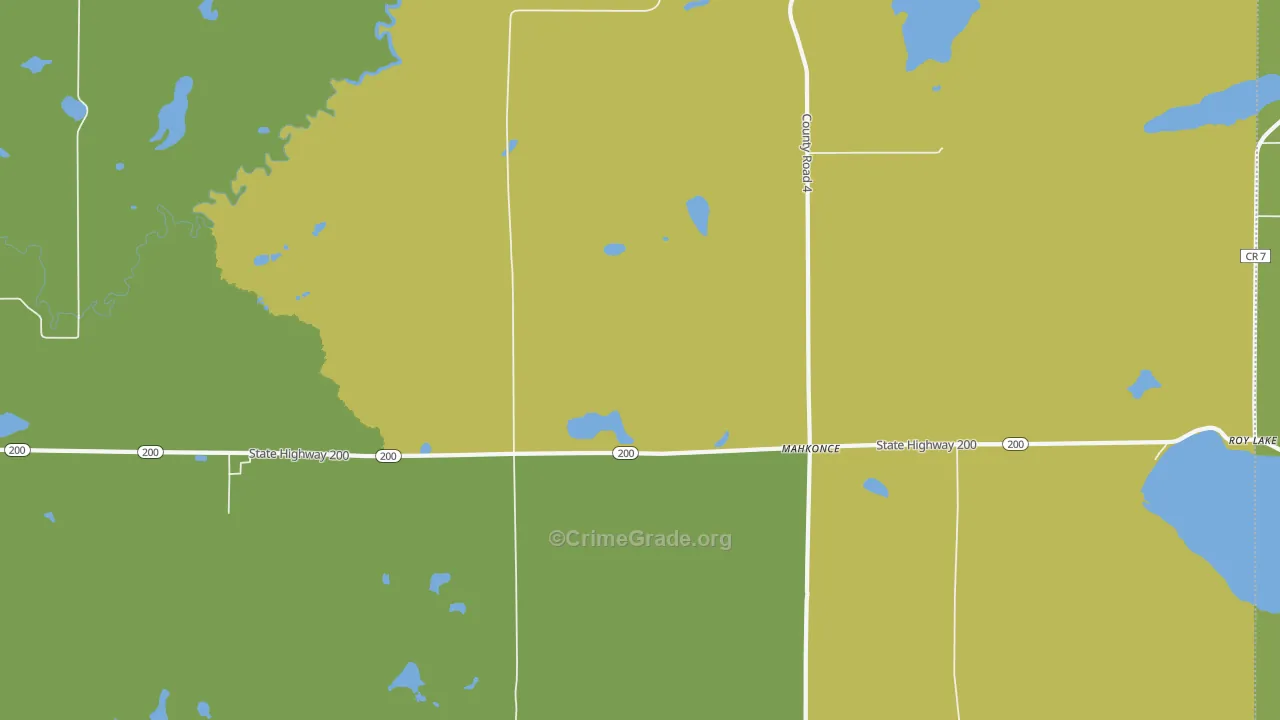 Mahkonce, MN Map of Drug-Related Crime Rates