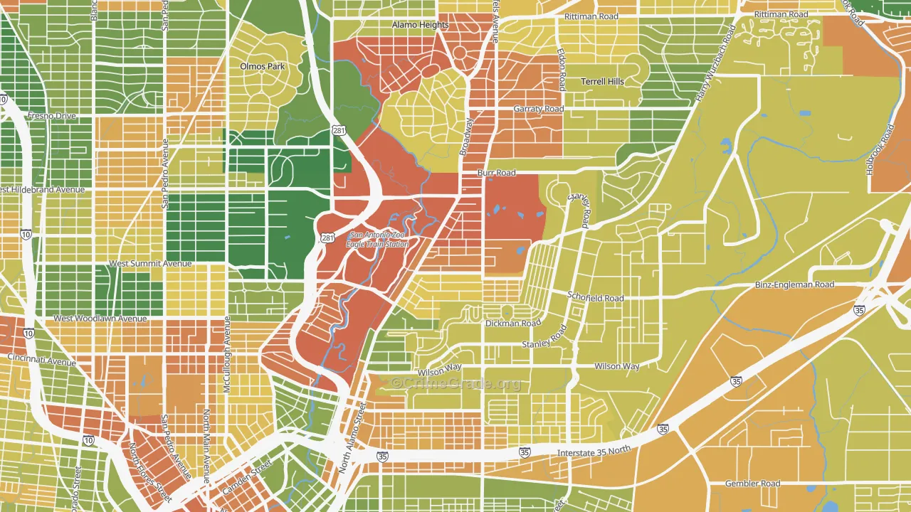 Mahncke Park, San Antonio, TX Map of Drug-Related Crime Rates