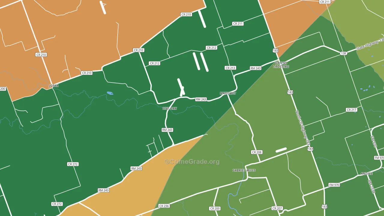 Mahomet, TX Map of Drug-Related Crime Rates