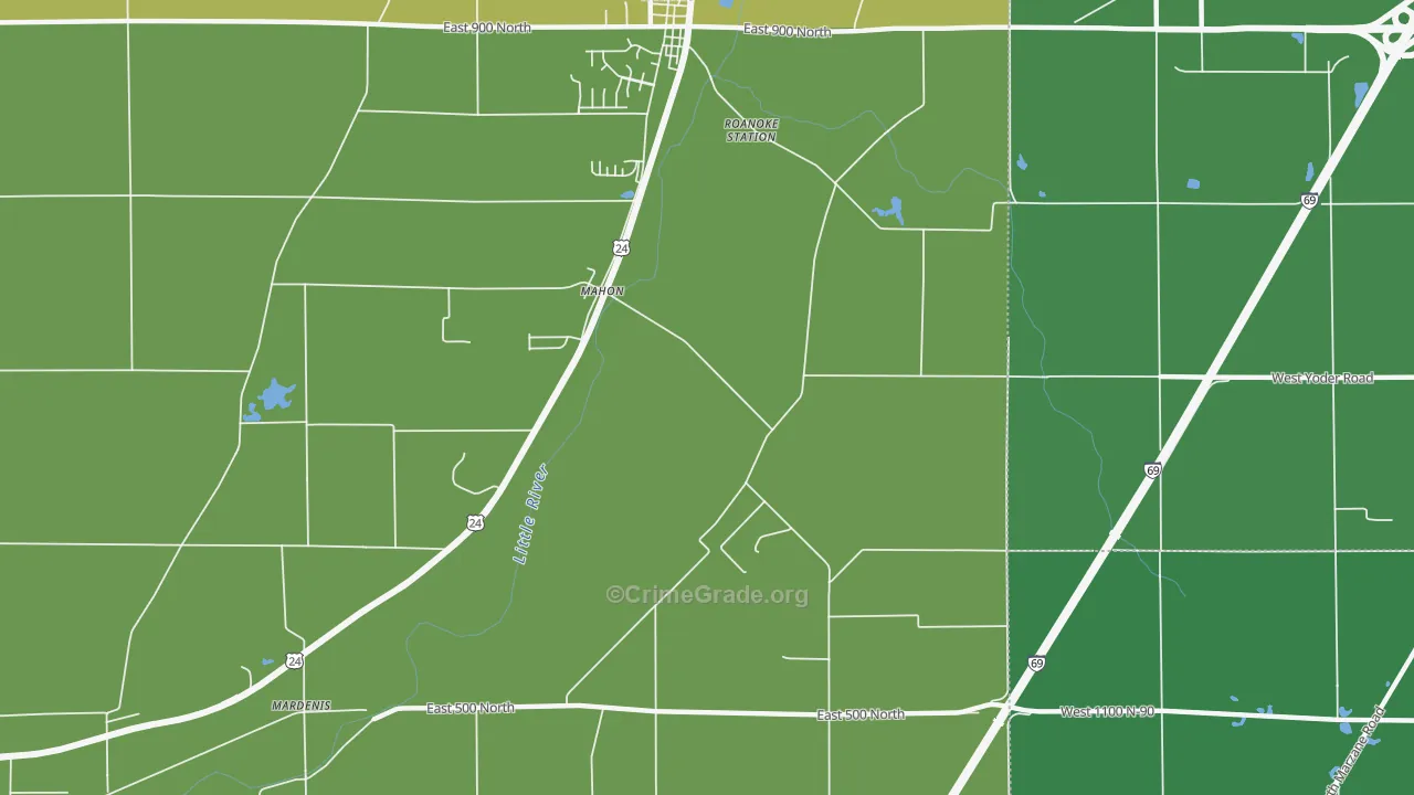 Mahon, IN Map of Drug-Related Crime Rates