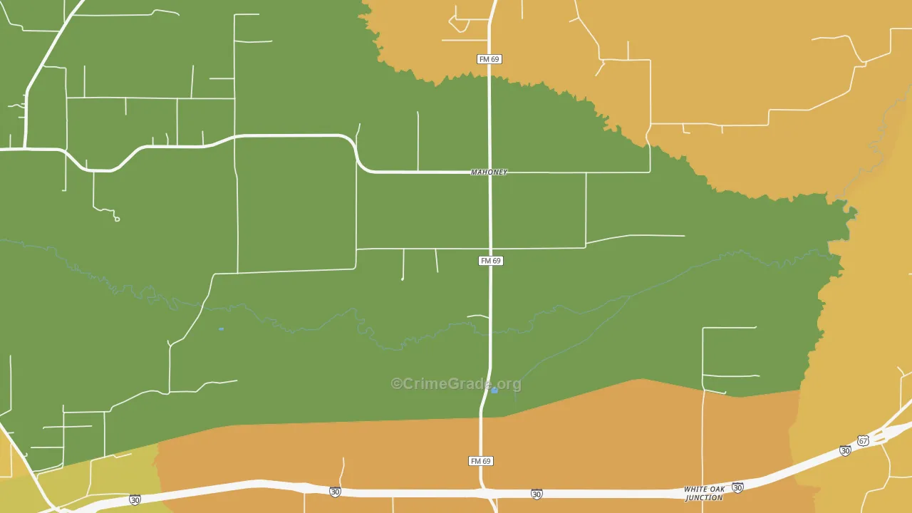 Mahoney, TX Map of Drug-Related Crime Rates