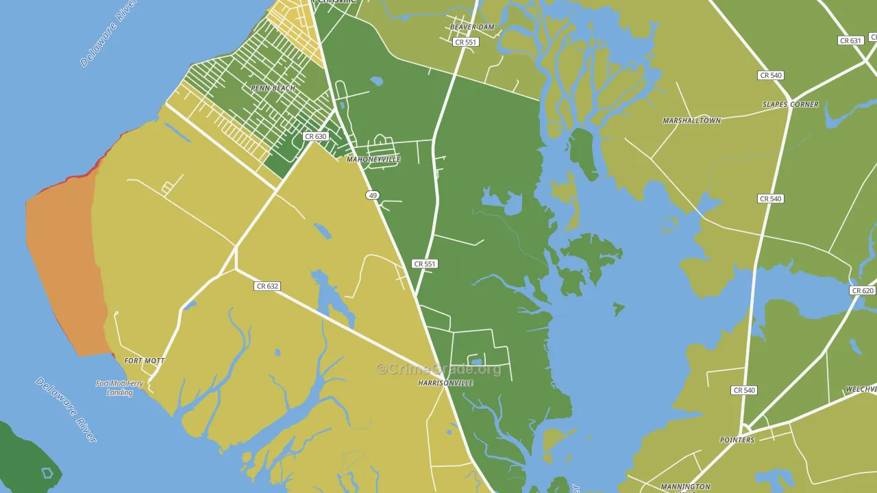 Mahoneyville, NJ Map of Drug-Related Crime Rates