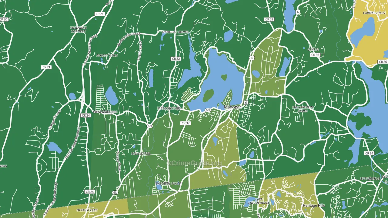 Mahopac, NY Map of Drug-Related Crime Rates