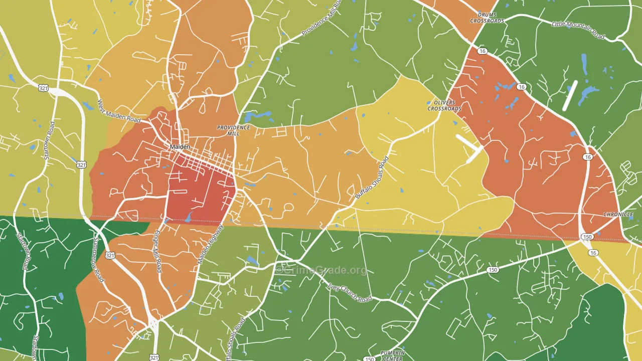Maiden, NC Map of Drug-Related Crime Rates
